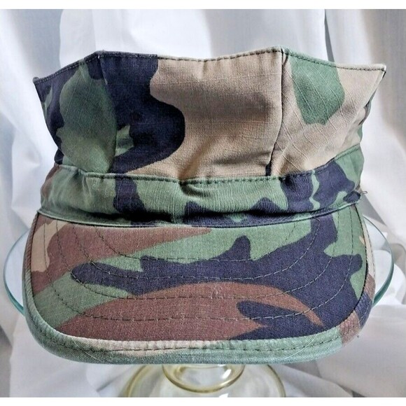 US Military Woodland Camo Camouflage 7 1/4 Hat Small - Picture 2 of 5